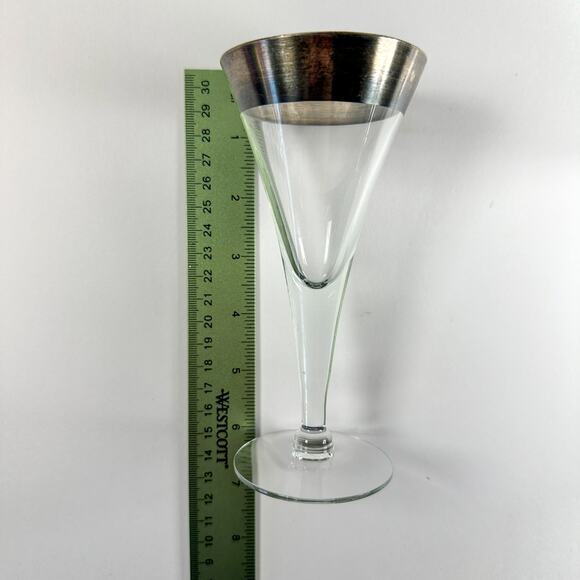 Dorothy Thorpe Silver Rim Trumpet Cocktail Glasses Set 6 Vtg MCM Barware - Picture 11 of 13
